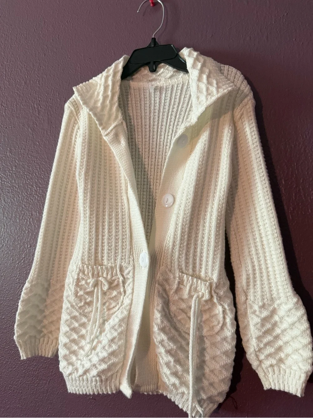 Cozy Cream Knit Hooded Cardigan